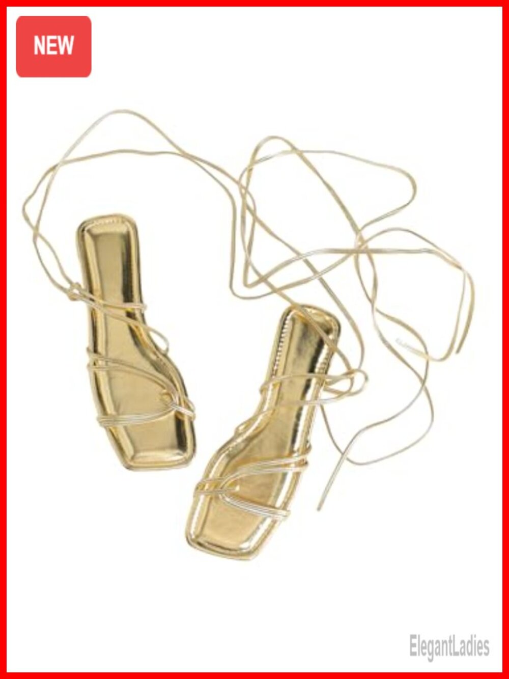 Lace Up Strappy Flat Gladiator Sandals Criss Cross Tie Up Square Toe PU Leather